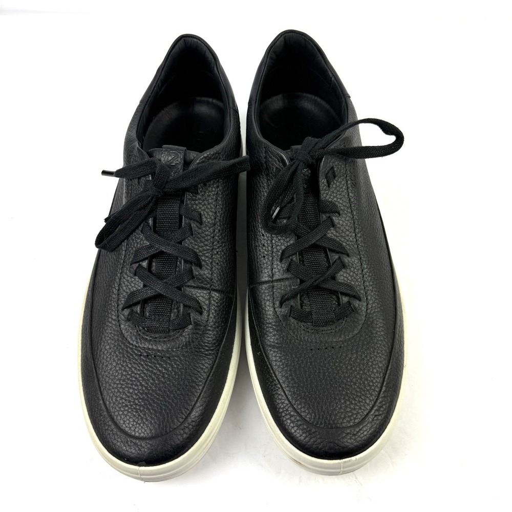 ECCO Soft 7 Classic Sneakers Mens 11 Black Leather Lace Up Danish Design Comfort